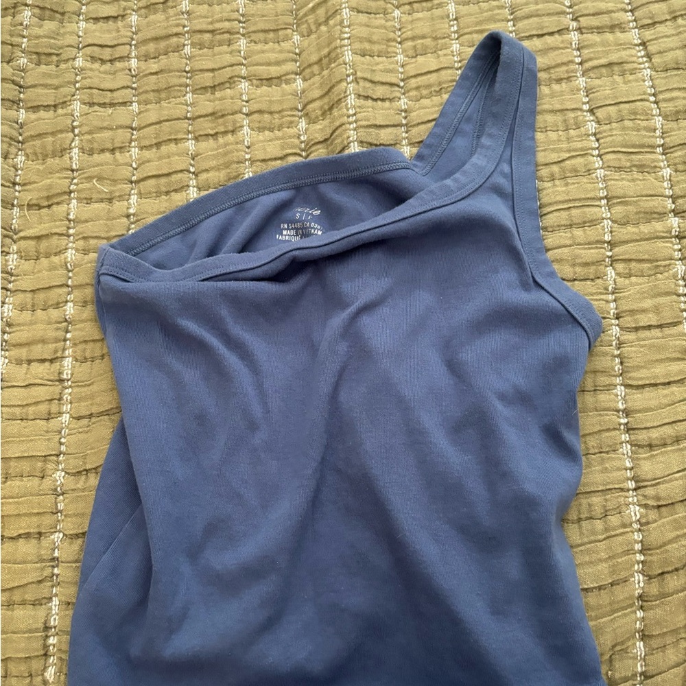 American Eagle Outfitters Navy One-Shoulder Tank Top